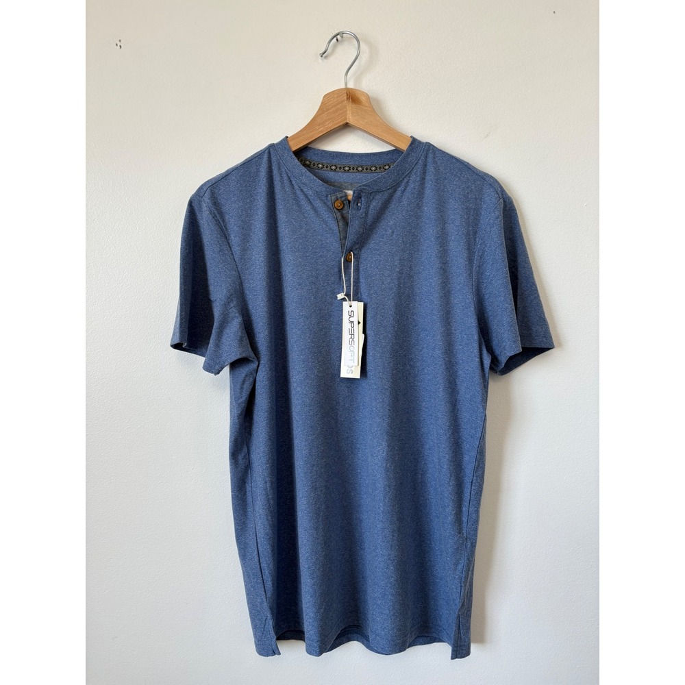 Tallwoods Sodalite Blue Short Sleeve Quarter Button Shirt – Men's Small NWT